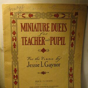 Antique Sheet Music: 1923 Miniature Duets for Teacher & Pupil - Jessie Gaynor
